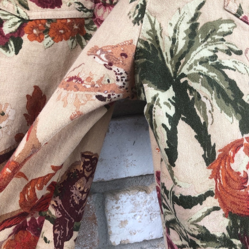Etcetera Beige Floral Velvet Boot Cut Pants - Picture 7 of 8